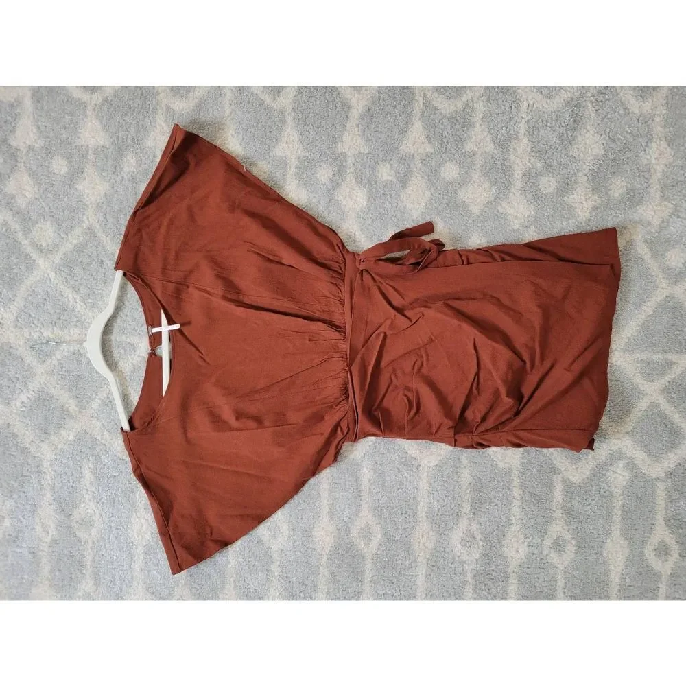 Free People Rough Rider Mini Dress S, NWOT Brown